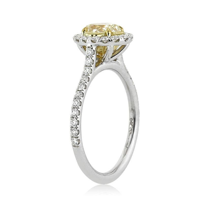 1.84ct Fancy Yellow Oval Cut Diamond Engagement Ring