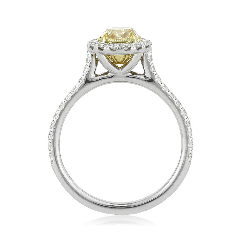1.84ct Fancy Yellow Oval Cut Diamond Engagement Ring