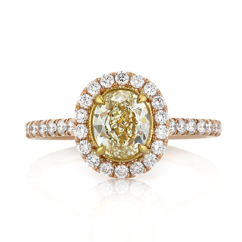 1.70ct Fancy Light Yellow Oval Cut Diamond Engagement Ring