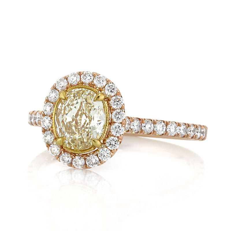 1.70ct Fancy Light Yellow Oval Cut Diamond Engagement Ring