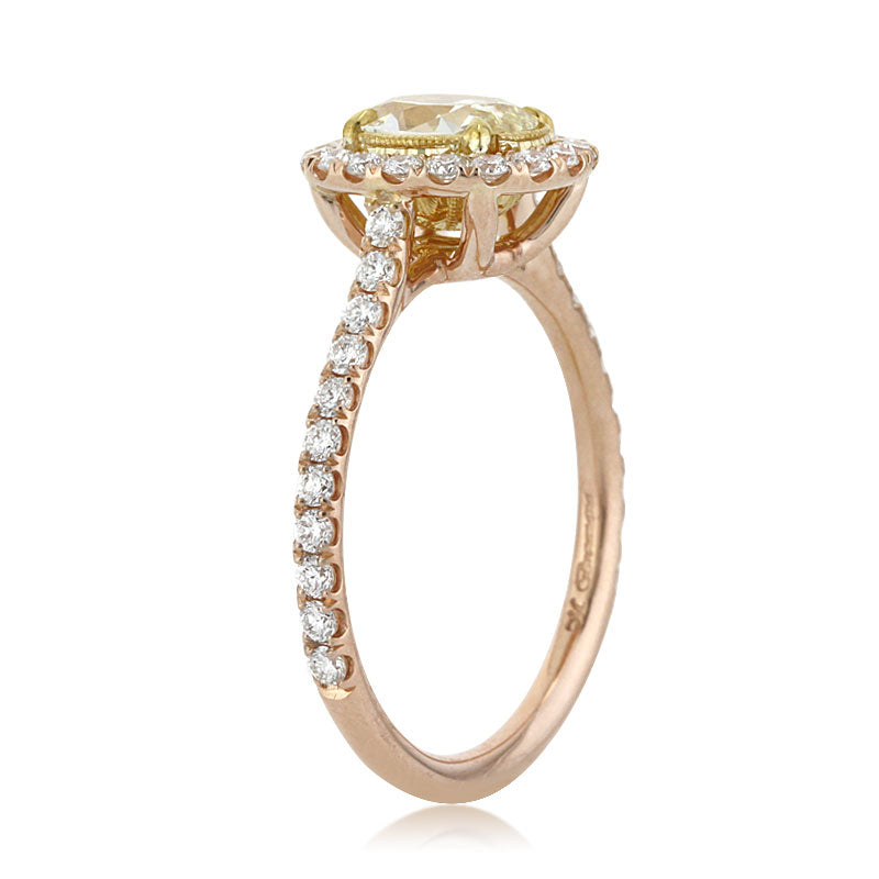 1.70ct Fancy Light Yellow Oval Cut Diamond Engagement Ring