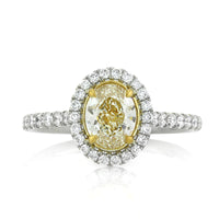 1.82ct Fancy Light Yellow Oval Cut Diamond Engagement Ring