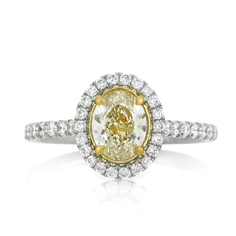 1.82ct Fancy Light Yellow Oval Cut Diamond Engagement Ring