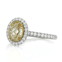 1.82ct Fancy Light Yellow Oval Cut Diamond Engagement Ring