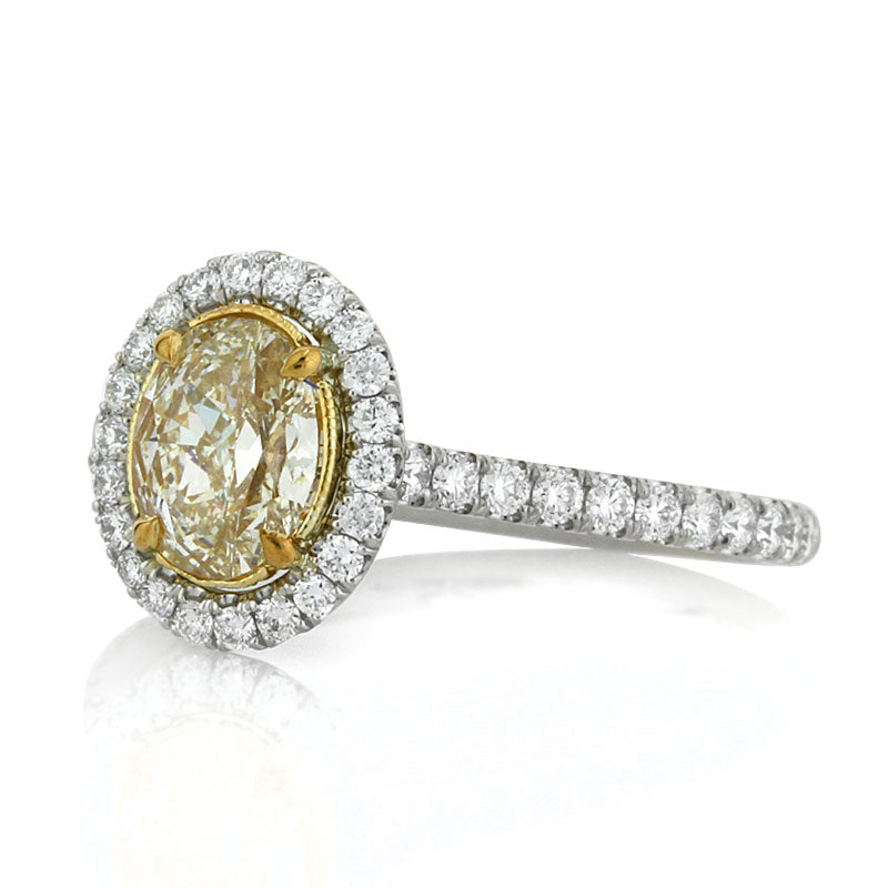 1.82ct Fancy Light Yellow Oval Cut Diamond Engagement Ring