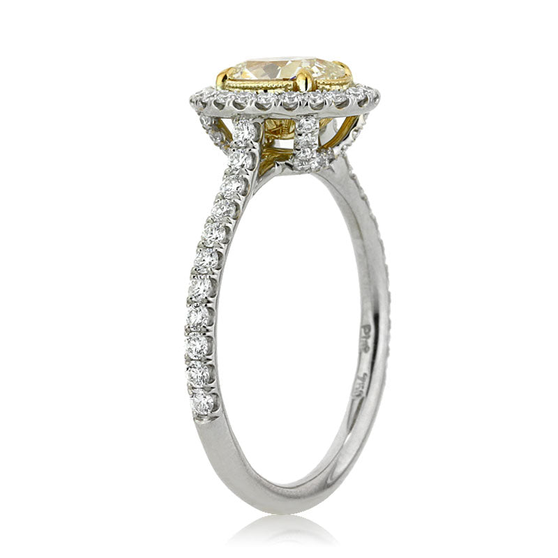 1.82ct Fancy Light Yellow Oval Cut Diamond Engagement Ring