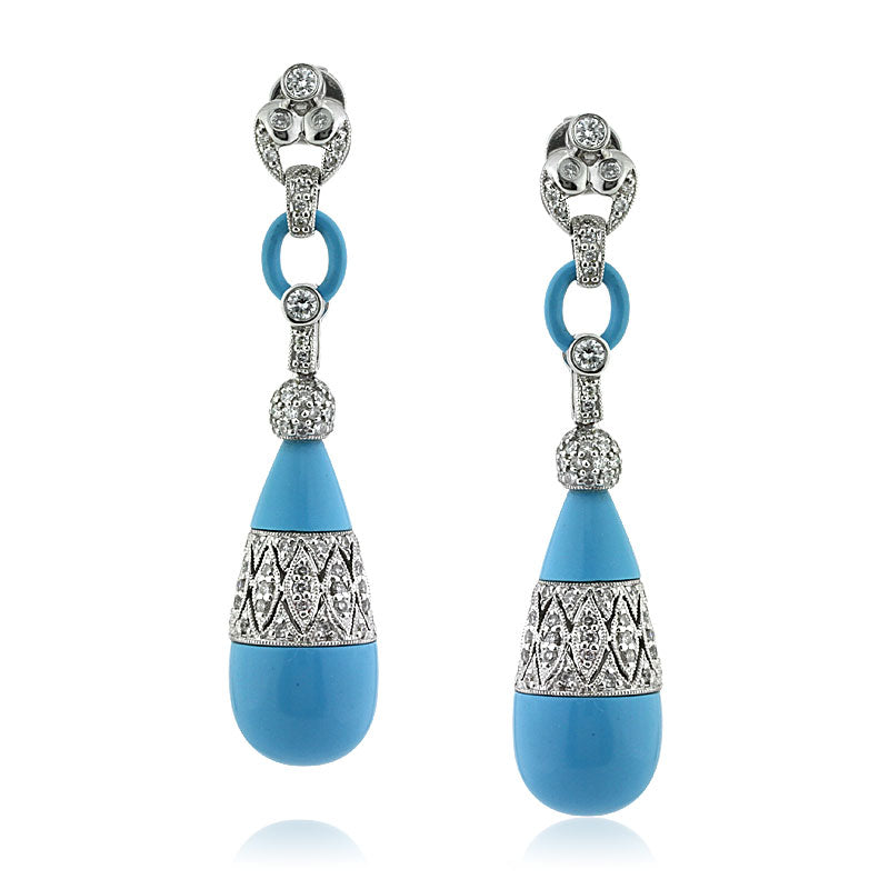 0.90ct Turquoise and Diamond Earrings