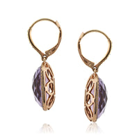 13.15ct Rose Cut Cushion Amethyst and Diamond Earrings