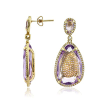 23.88ct Fancy Shaped Rose Cut Amethyst and Diamond Earrings