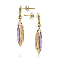 23.88ct Fancy Shaped Rose Cut Amethyst and Diamond Earrings