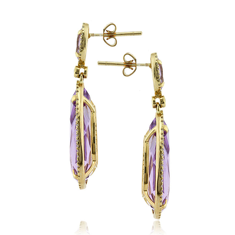 23.88ct Fancy Shaped Rose Cut Amethyst and Diamond Earrings