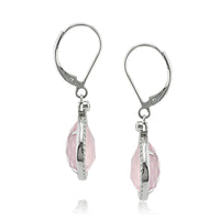 9.59ct Pear Shaped Rose Cut Rose Quartz and Diamond Earrings