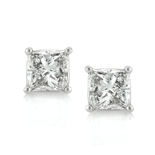 2.05ct Princess Cut Diamond Stud Earrings