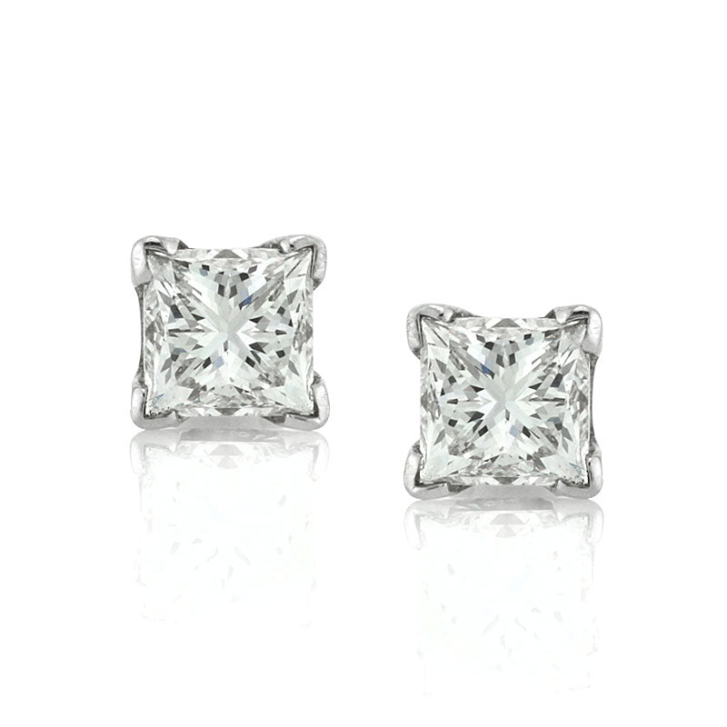 2.02ct Princess Cut Diamond Stud Earrings