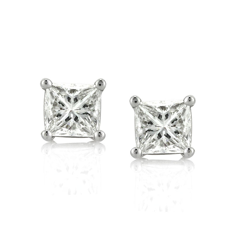 1.45ct Princess Cut Diamond Stud Earrings