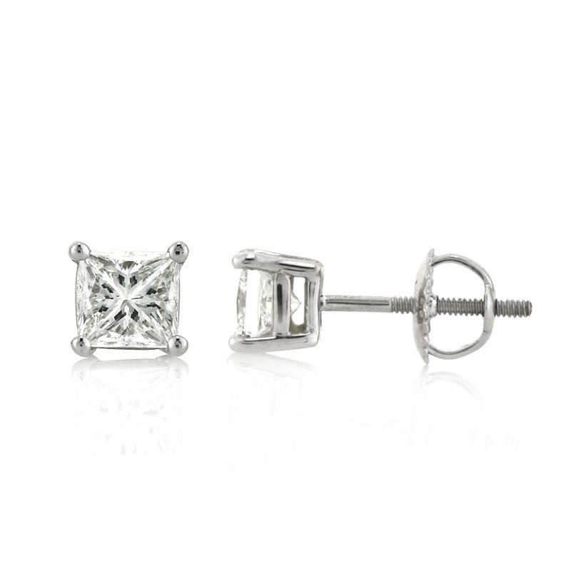 1.45ct Princess Cut Diamond Stud Earrings