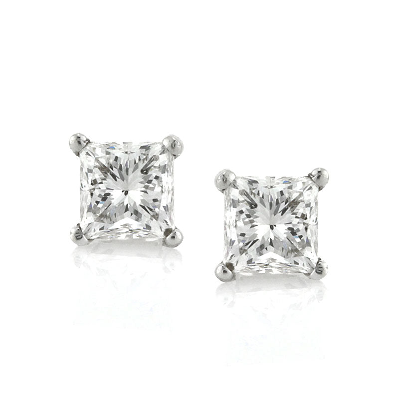 1.00ct Princess Cut Diamond Stud Earrings