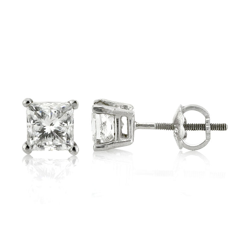 1.00ct Princess Cut Diamond Stud Earrings