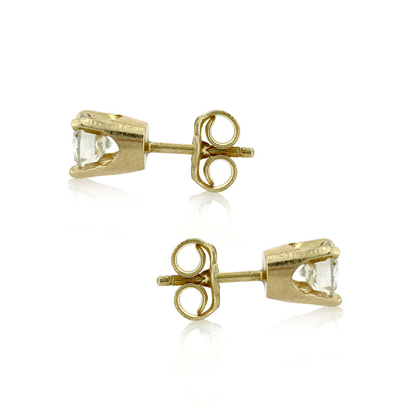 0.60ct Round Brilliant Cut Diamond Yellow Gold Stud Earrings