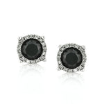 1.06ct Fancy Black Round Brilliant Cut Diamond Stud Earrings