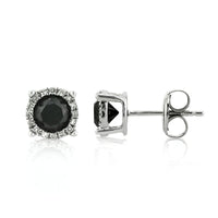 1.06ct Fancy Black Round Brilliant Cut Diamond Stud Earrings