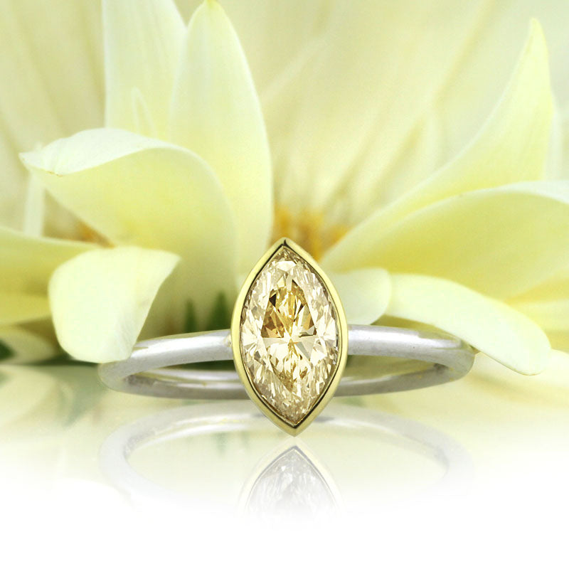 1.04ct Fancy Light Yellow Marquise Diamond Solitaire Engagement Ring