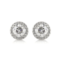 2.25ct Round Brilliant Cut Diamond Halo Stud Earrings
