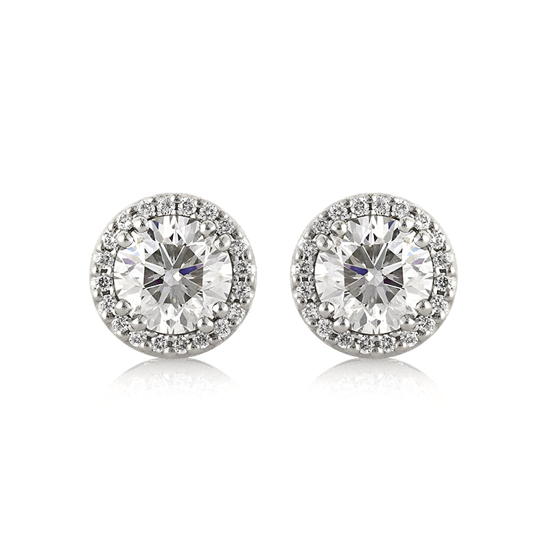 2.25ct Round Brilliant Cut Diamond Halo Stud Earrings