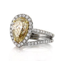3.02ct Fancy Yellow Pear Shaped Diamond Engagement Ring