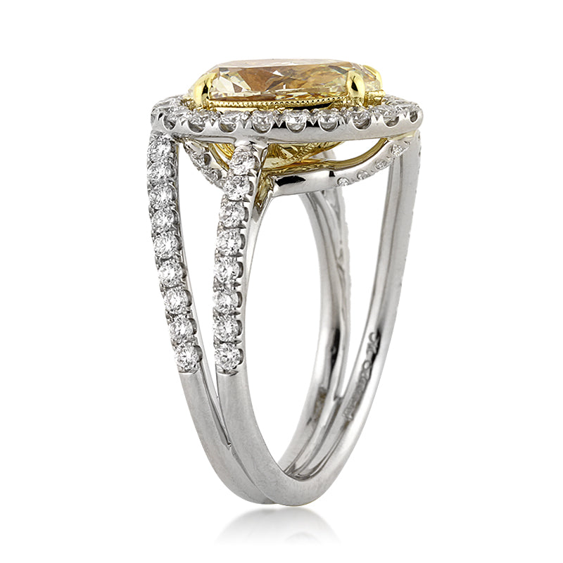 3.02ct Fancy Yellow Pear Shaped Diamond Engagement Ring