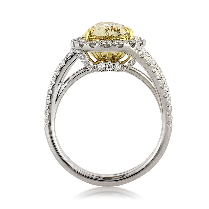 3.02ct Fancy Yellow Pear Shaped Diamond Engagement Ring