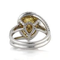 3.02ct Fancy Yellow Pear Shaped Diamond Engagement Ring
