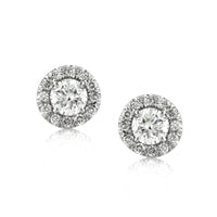 0.60ct Round Brilliant Cut Diamond Halo Stud Earrings