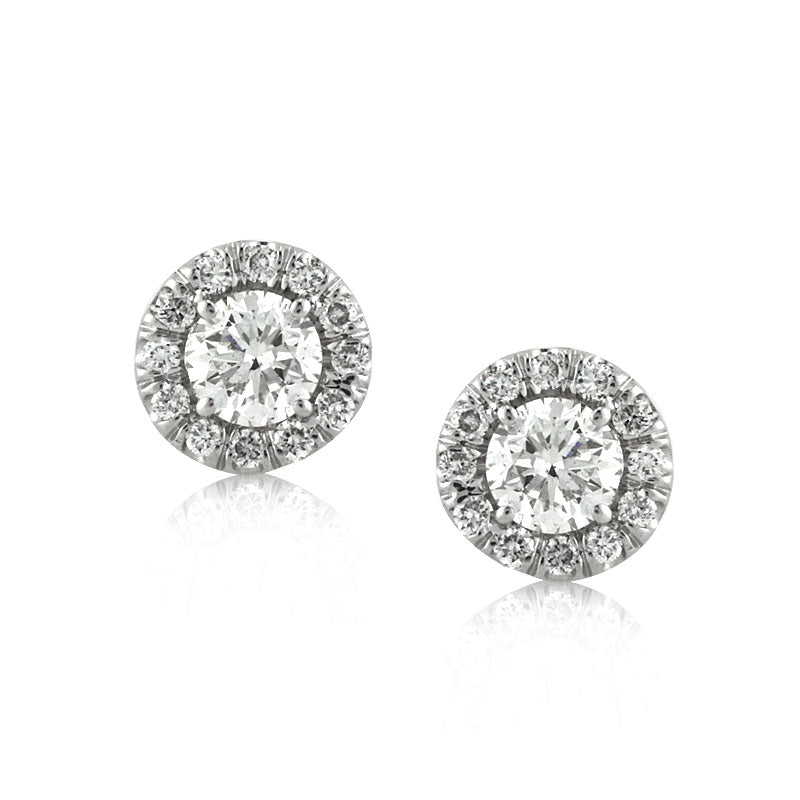 0.60ct Round Brilliant Cut Diamond Halo Stud Earrings