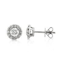 0.60ct Round Brilliant Cut Diamond Halo Stud Earrings