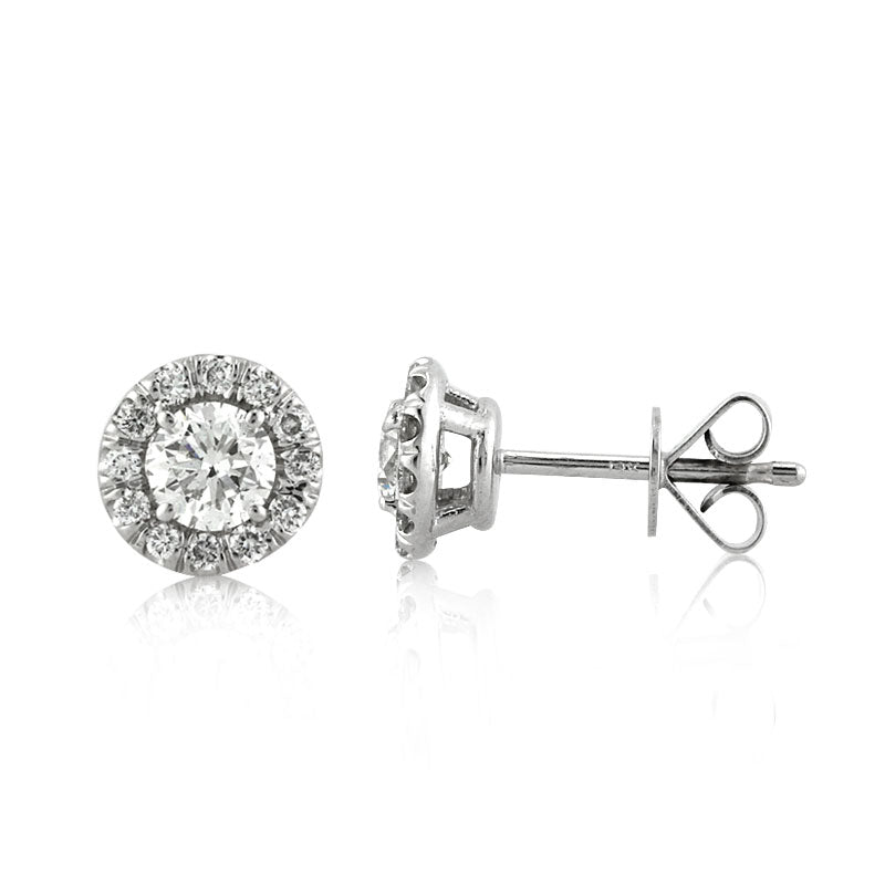 0.60ct Round Brilliant Cut Diamond Halo Stud Earrings