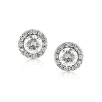 0.85ct Round Brilliant Cut Diamond Halo Stud Earrings