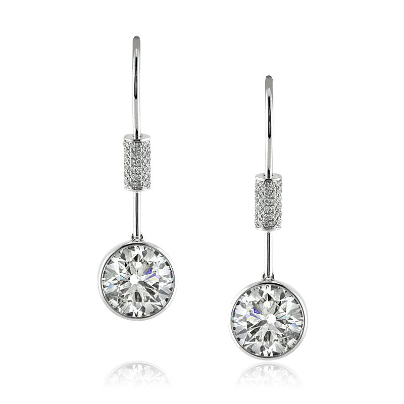 6.53ct Round Brilliant Cut Diamond Dangle Earrings