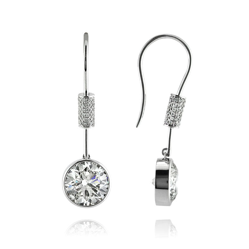 6.53ct Round Brilliant Cut Diamond Dangle Earrings