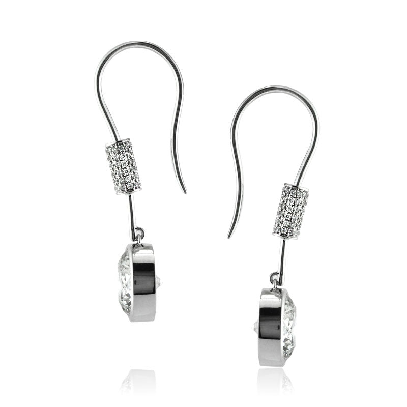 6.53ct Round Brilliant Cut Diamond Dangle Earrings