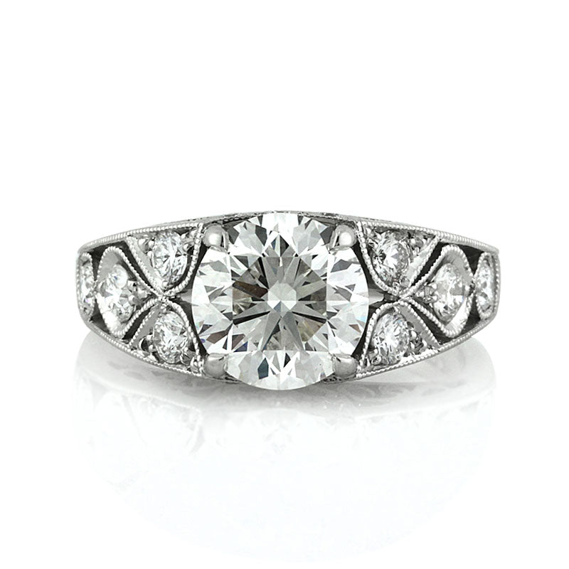 2.25ct Round Brilliant Cut Diamond Vintage Style Engagement Ring