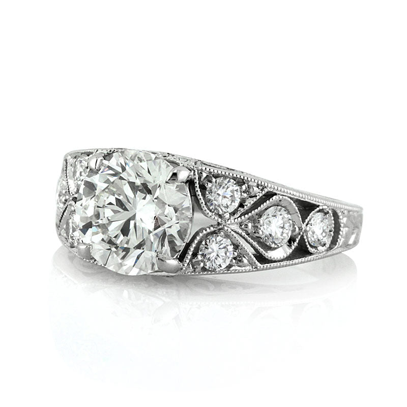 2.25ct Round Brilliant Cut Diamond Vintage Style Engagement Ring