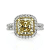 4.04ct Fancy Light Brown Yellow Cushion Cut Diamond Engagement Ring