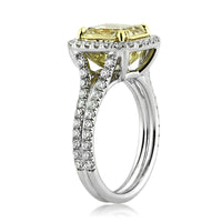 4.04ct Fancy Light Brown Yellow Cushion Cut Diamond Engagement Ring