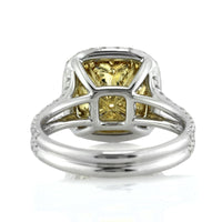 4.04ct Fancy Light Brown Yellow Cushion Cut Diamond Engagement Ring