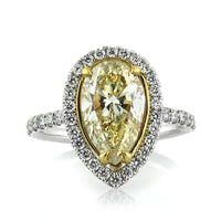 3.92ct Fancy Light Yellow Pear Shaped Diamond Engagement Ring