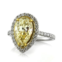 3.92ct Fancy Light Yellow Pear Shaped Diamond Engagement Ring