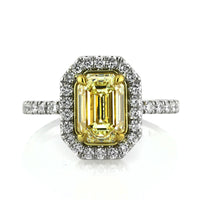 2.37ct Fancy Yellow Emerald Cut Diamond Engagement Ring