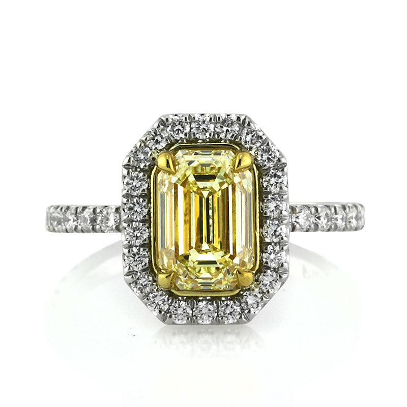 2.37ct Fancy Yellow Emerald Cut Diamond Engagement Ring