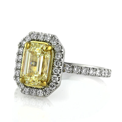 2.37ct Fancy Yellow Emerald Cut Diamond Engagement Ring